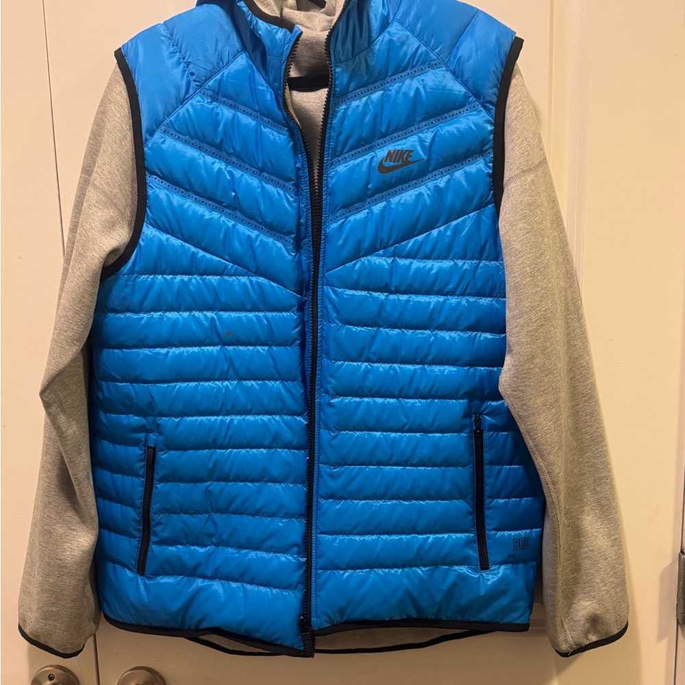 Nike fleece tech jacket Blue Quilted Vest reversible